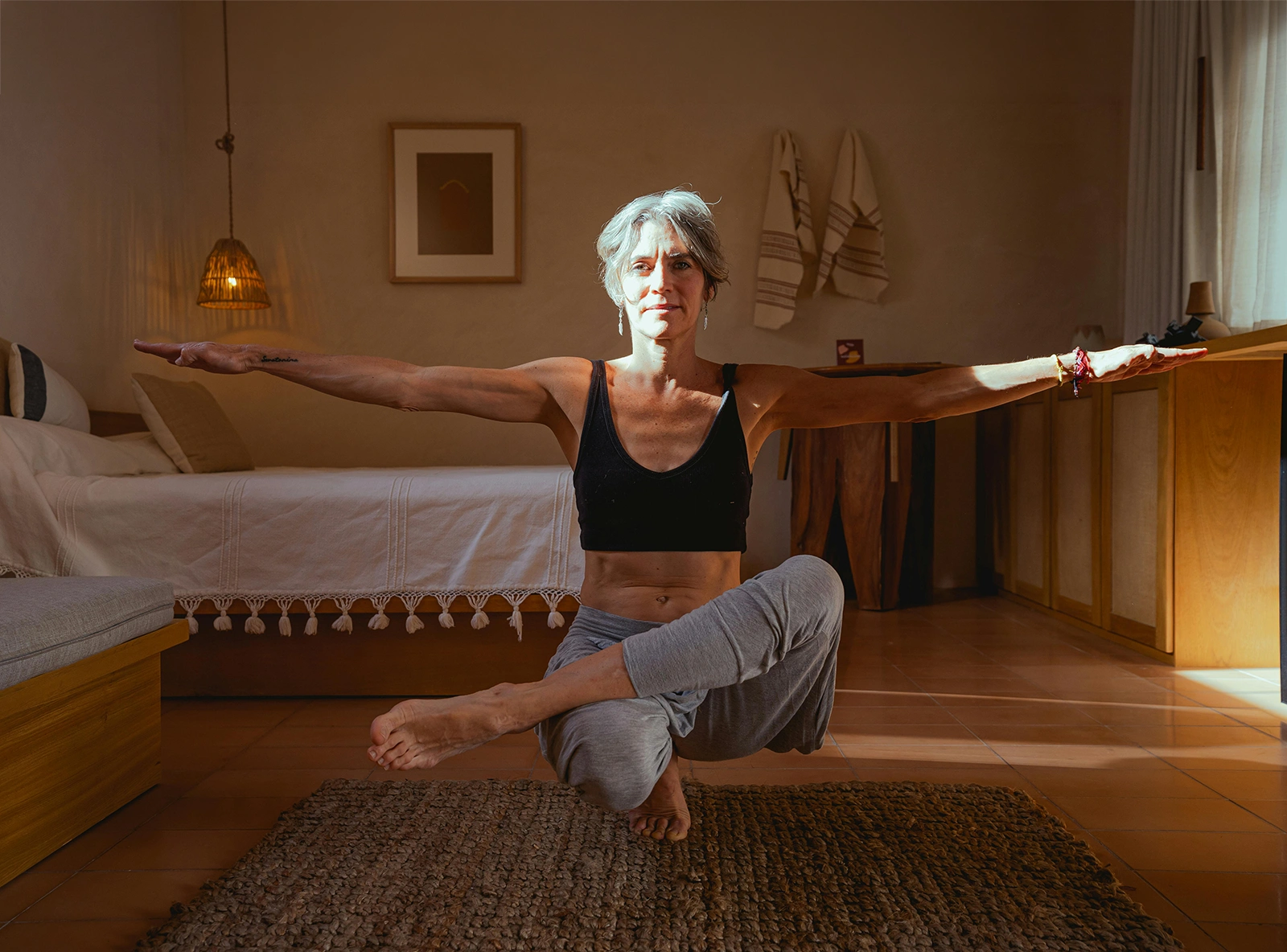 Older woman feeling balanced and at ease